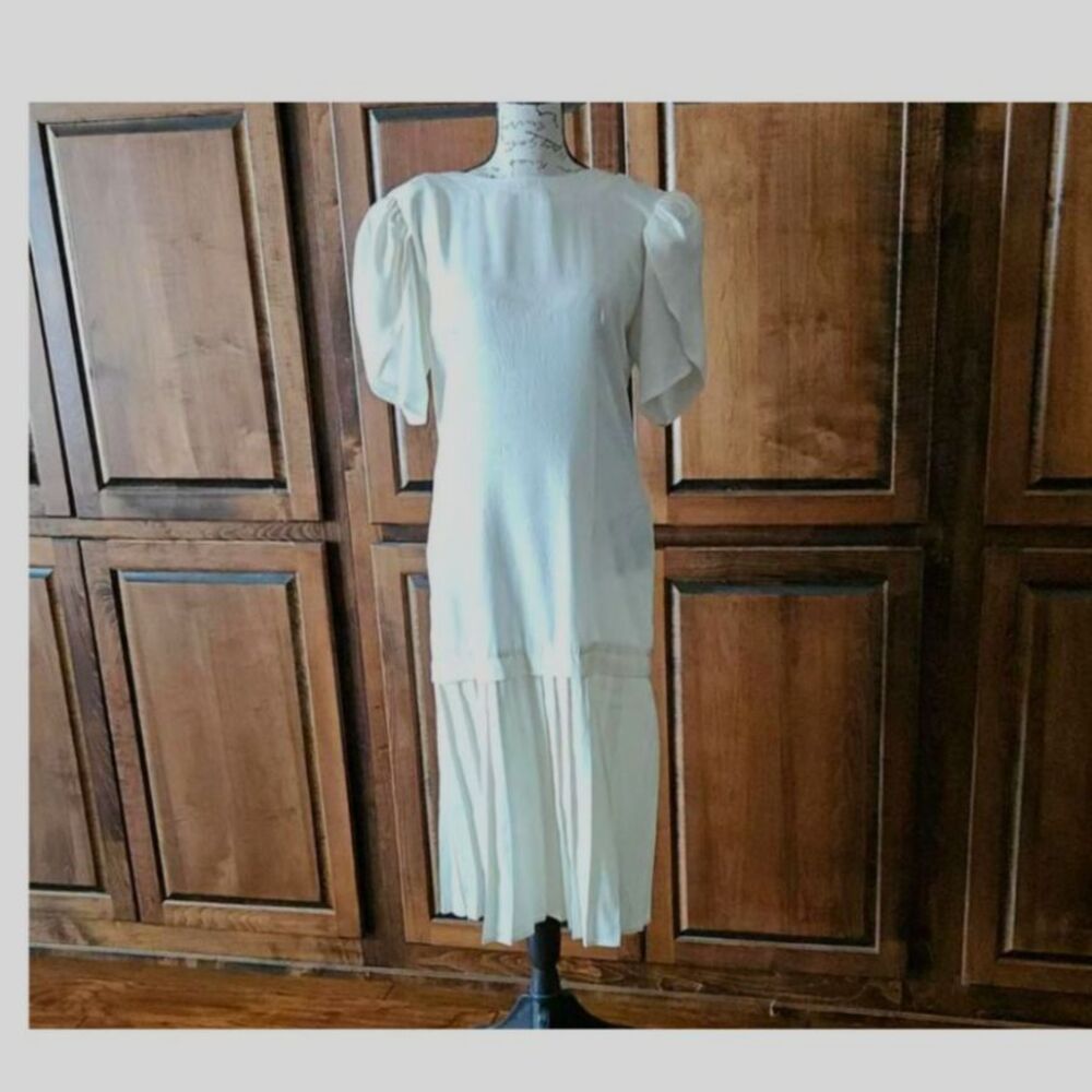 Vintage 80s Maggy Boutique Pleated Tea Dress | 80s does 20s | Great Gatsby